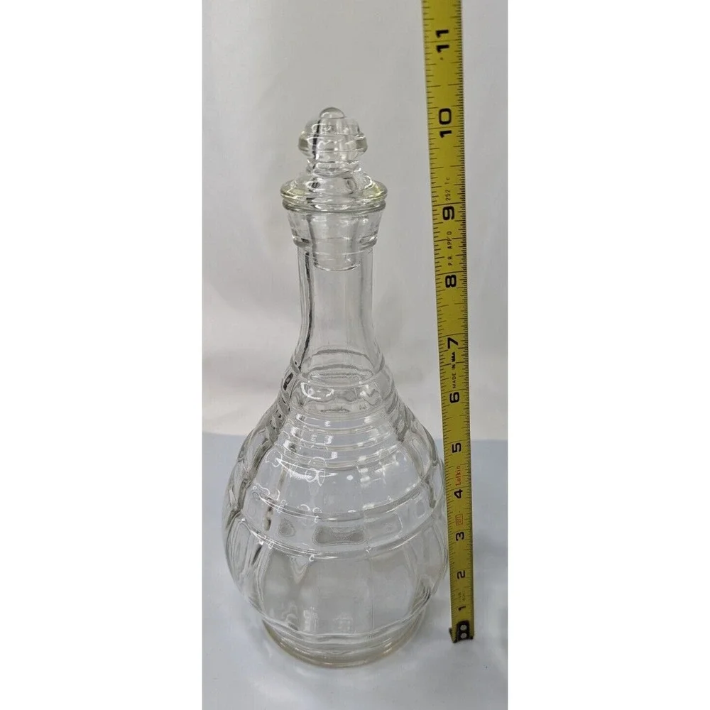 Hazel Atlas Glass Decanter‎ with Stopper 10.5 Inch